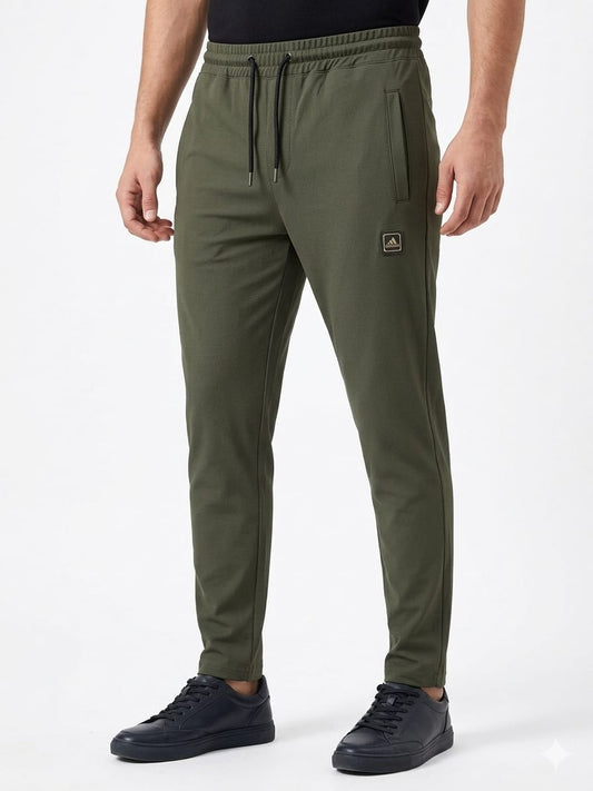 Premium Men’s Olive Green Slim-Fit Cotton Tracksuit Trouser – Ultra-Soft Interlock Fabric